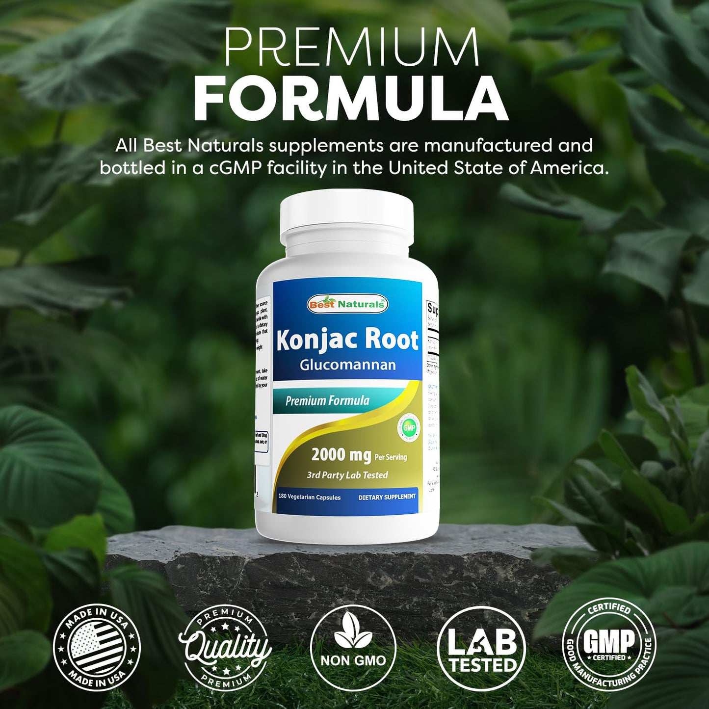 Best Naturals Konjac Glucomannan 2000 mg - 2 Pack, 180 Vegetarian Capsules