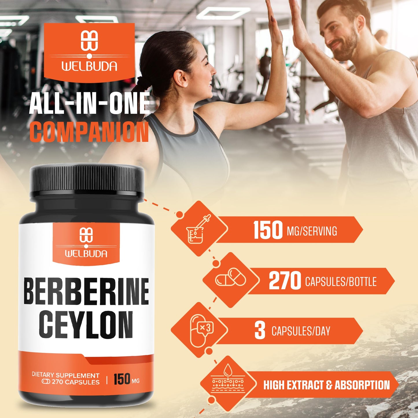 Berberine Supplement with Ceylon Cinnamon – Circulatory Health & Wellness (270 Capsules)