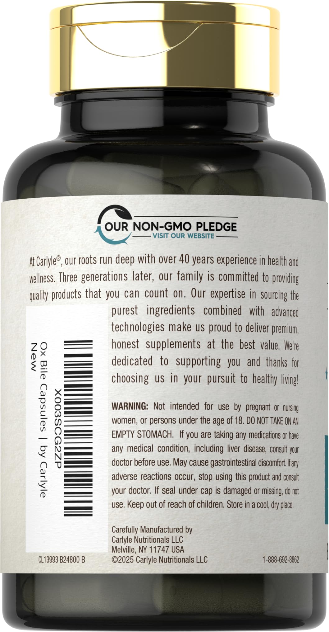Carlyle Ox Bile Supplement 500 mg | 60 Capsules | Digestive Enzymes | Non-GMO & Gluten Free | by Herbage Farmstead