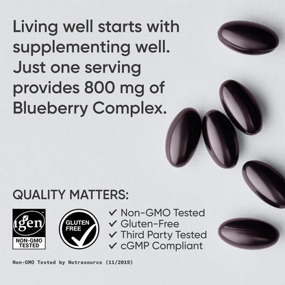 Sports Research Blueberry Capsules – Organic Blueberries with Organic Extra Virgin Olive Oil, Non-GMO & Gluten Free, 60 Liquid Softgels
