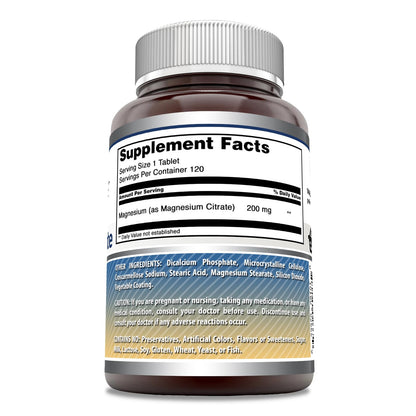 Amazing Formulas Magnesium Citrate 200 mg | 120 Count | Non-GMO, Gluten Free | Made in USA