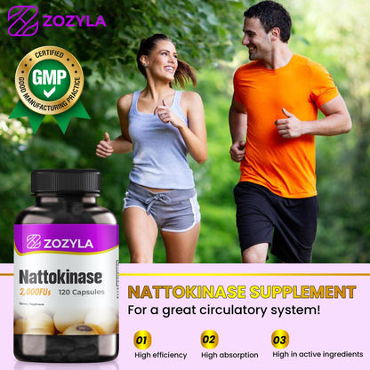 ZOZYLA Nattokinase 2000 FU Supplement – 120 Capsules – Natto Extract for Blood Flow – Non-GMO, Gluten Free, Vegan – Made in USA