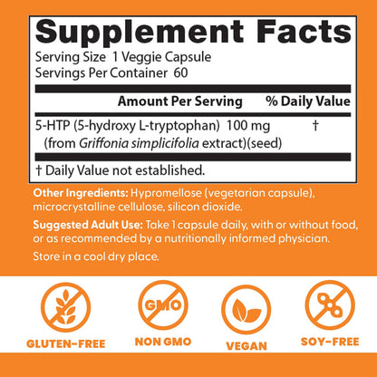 Doctors Best 5-HTP – Supports Mental & Emotional Well-Being | Non-GMO, Gluten Free, Soy Free, Vegan | 60 Veggie Caps