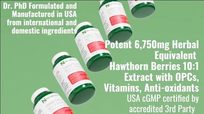 Super Potent Hawthorn Berry 10:1 Extract Capsules – Heart Health, Digestion & Glycemic Support | Non-GMO, Gluten Free, Vegan • USA (60 Count)