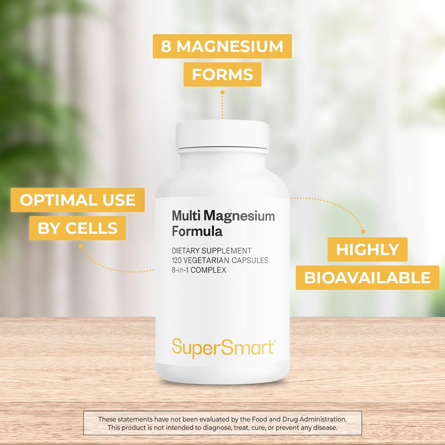 SuperSmart Multi Magnesium Formula (Previously Optimag) - Full Spectrum 8 Active Forms - Fight Magnesium Deficiency | Non-GMO & Gluten Free - 120 Vegetarian Capsules