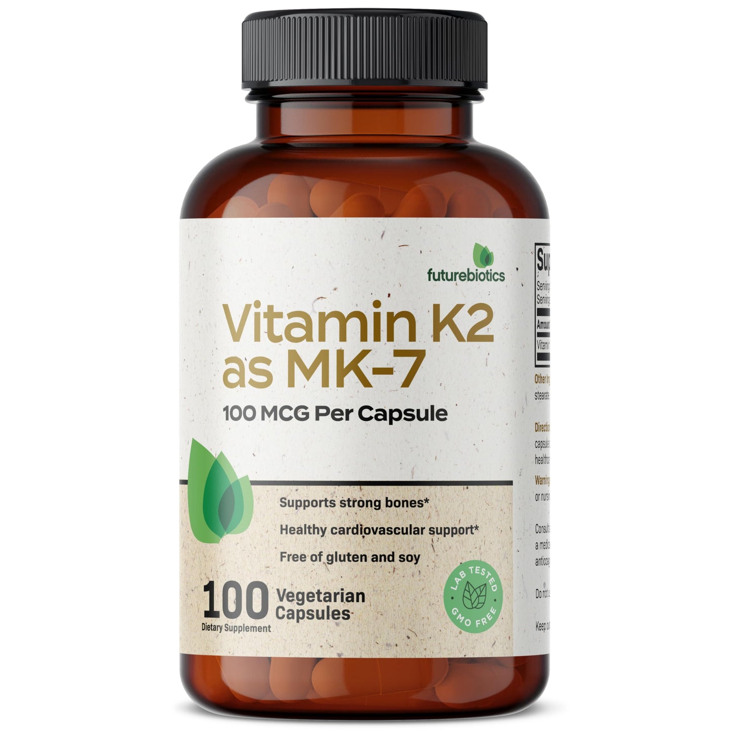 Futurebiotics Vitamin K2 MK-7 100 mcg – Supports Strong Bones, Non-GMO, 100 Veg Capsules