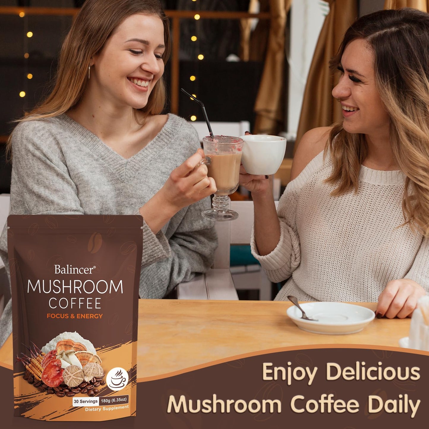 Mushroom Coffee with 6 Adaptogenic Mushrooms – Lion's Mane & Cordyceps