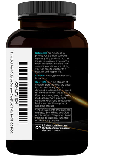 NatureBell Multi Collagen Complex – 300 Capsules, 5 Types + Hyaluronic Acid