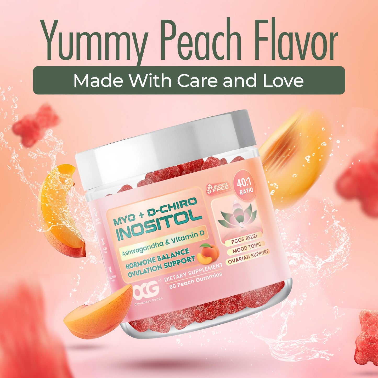OCG Myo-Inositol & D-Chiro Inositol Gummies with Ashwagandha | PCOS Support