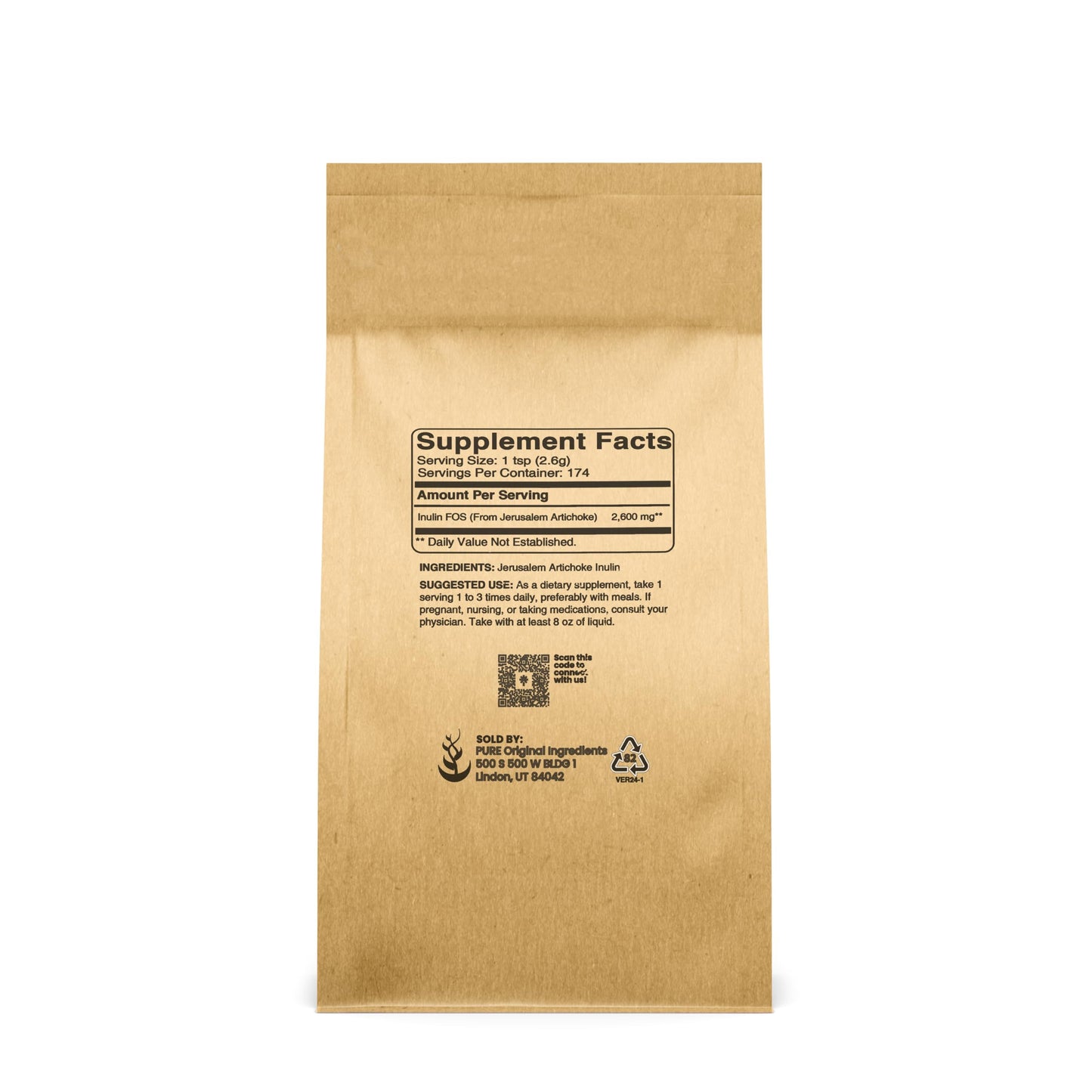 Pure Original Inulin FOS Powder (1 lb) – Always Pure, No Fillers, Lab Verified