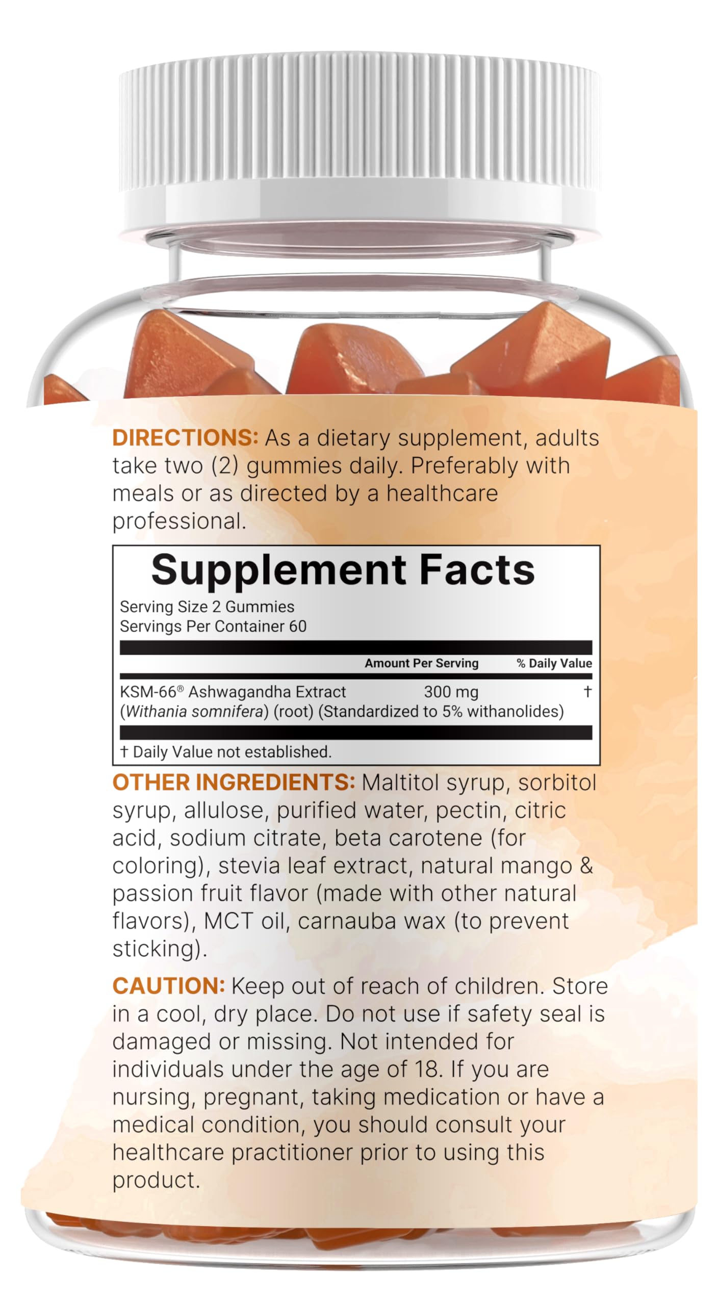 Micro Ingredients KSM-66 Ashwagandha Gummies 300mg – 120 Count | Sugar Free Mango Passion Fruit | Non-GMO