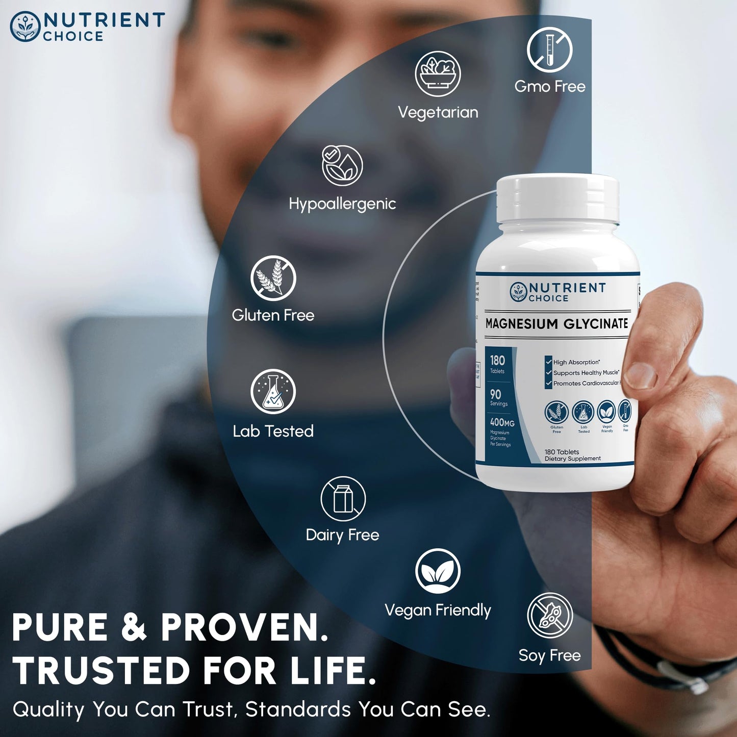 400 mg Magnesium Glycinate – 180 Tablets | High Absorption, Non-GMO