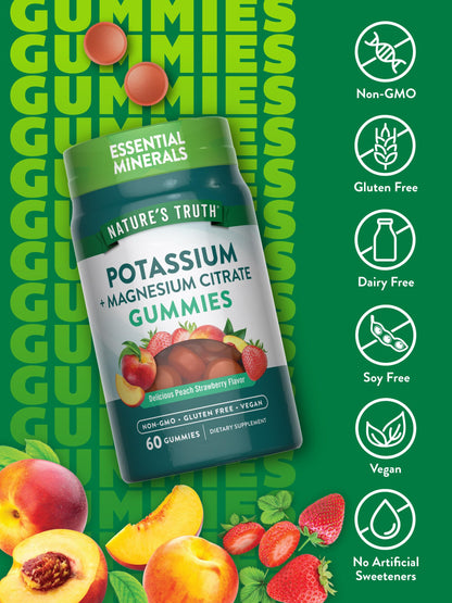 Nature's Truth Potassium Magnesium Citrate Gummies - 60 Count | Vegan, Non-GMO & Gluten Free