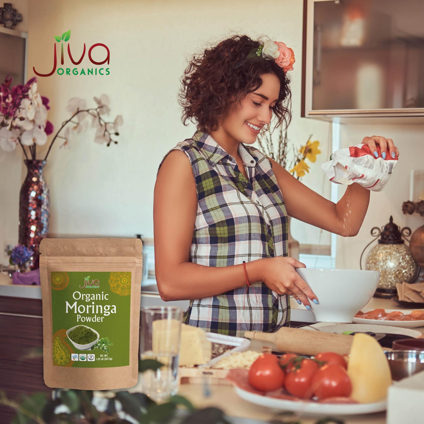 Jiva Organics Moringa Powder 1.25LB - USDA Organic Moringa Leaf Powder | Vegan