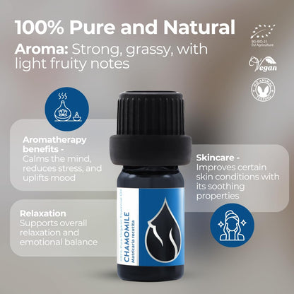 Essences Bulgaria Organic Chamomile Essential Oil 5ml – Matricaria recutita | Pure, Undiluted & Therapeutic Grade