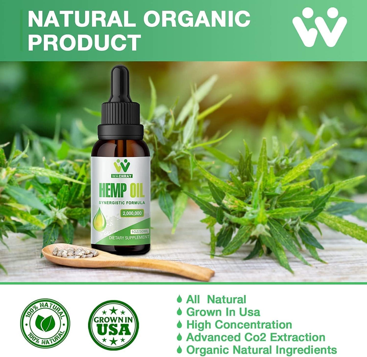 Hemp Oil Drops (3 Pack) High Potency – Focus Calm & Mood | CO2 Extracted, Vegan, Non-GMO