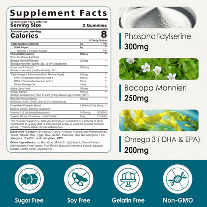 Phosphatidylserine Nootropic Gummies – Focus & Energy (60 Ct)