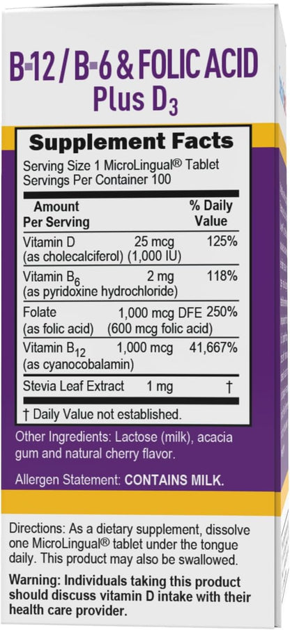 Superior Source No Shot B-12 1000 mcg + B-6, Folic Acid & D-3 1000 IU – Sublingual Tablets (Pack of 2)