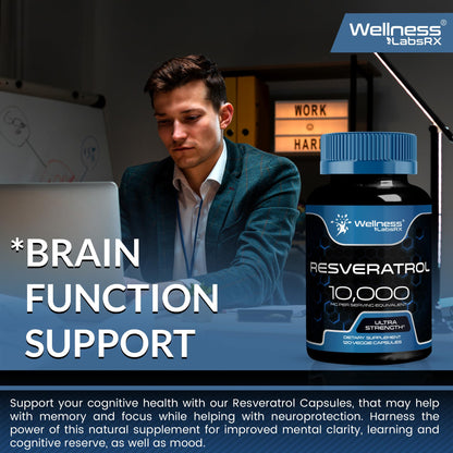 WELLNESS LABSRX Resveratrol 120 Capsules – Trans-Resveratrol for Heart & Brain Health (Vegan, Keto)