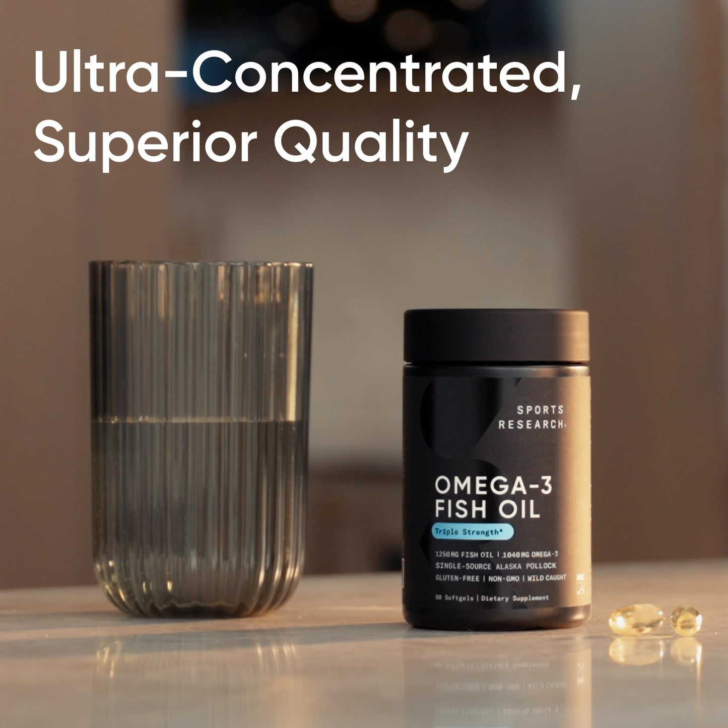 Sports Research Omega-3 Fish Oil 1250 - Triple Strength, MSC Certified, 180 Softgels