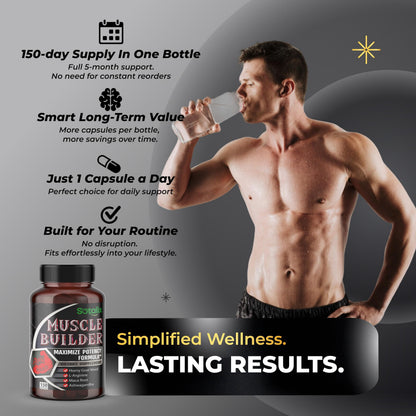 Ultra Muscle Builder Supplement – L-Arginine & Tribulus, 150 Capsules