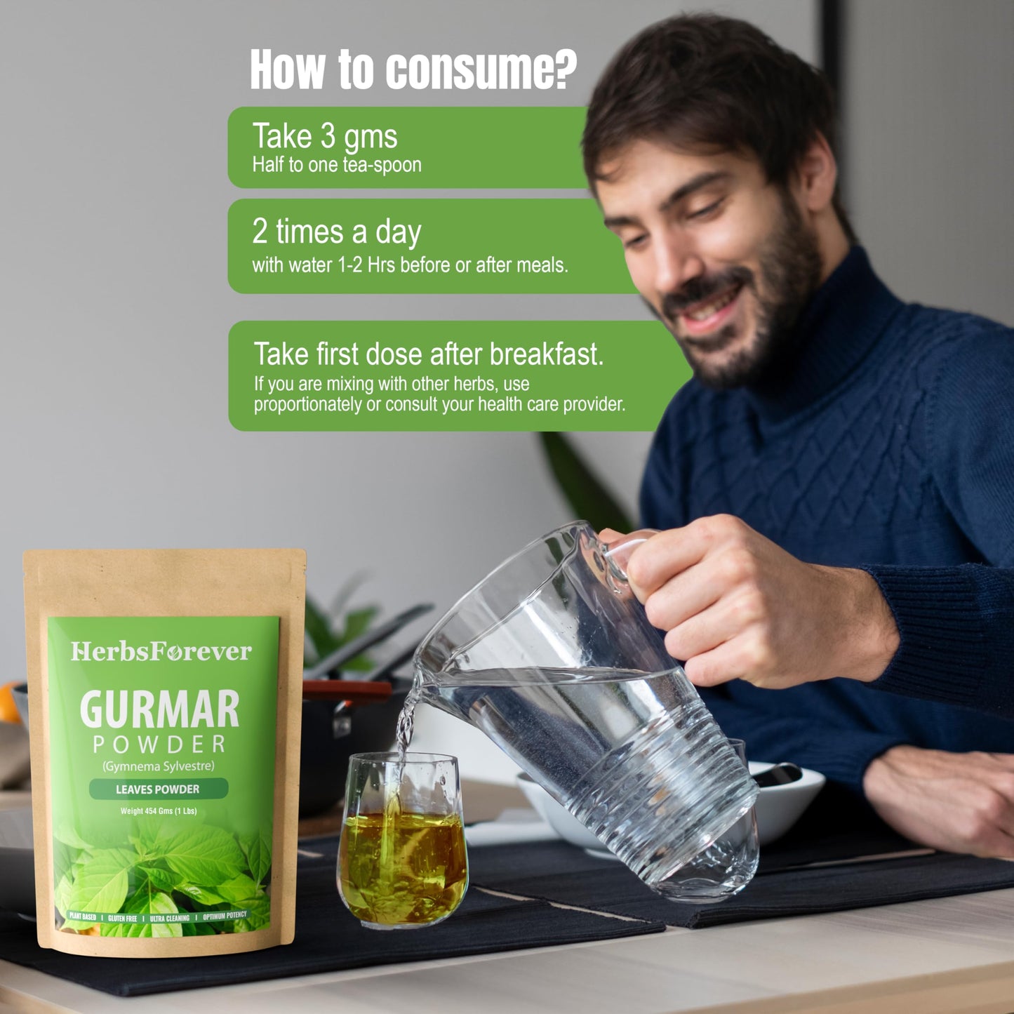 Herbsforever Gurmar Powder | Organic Gymnema Sylvestre Leaf | 454 GMS | Non-GMO, Vegan, Gluten-Free