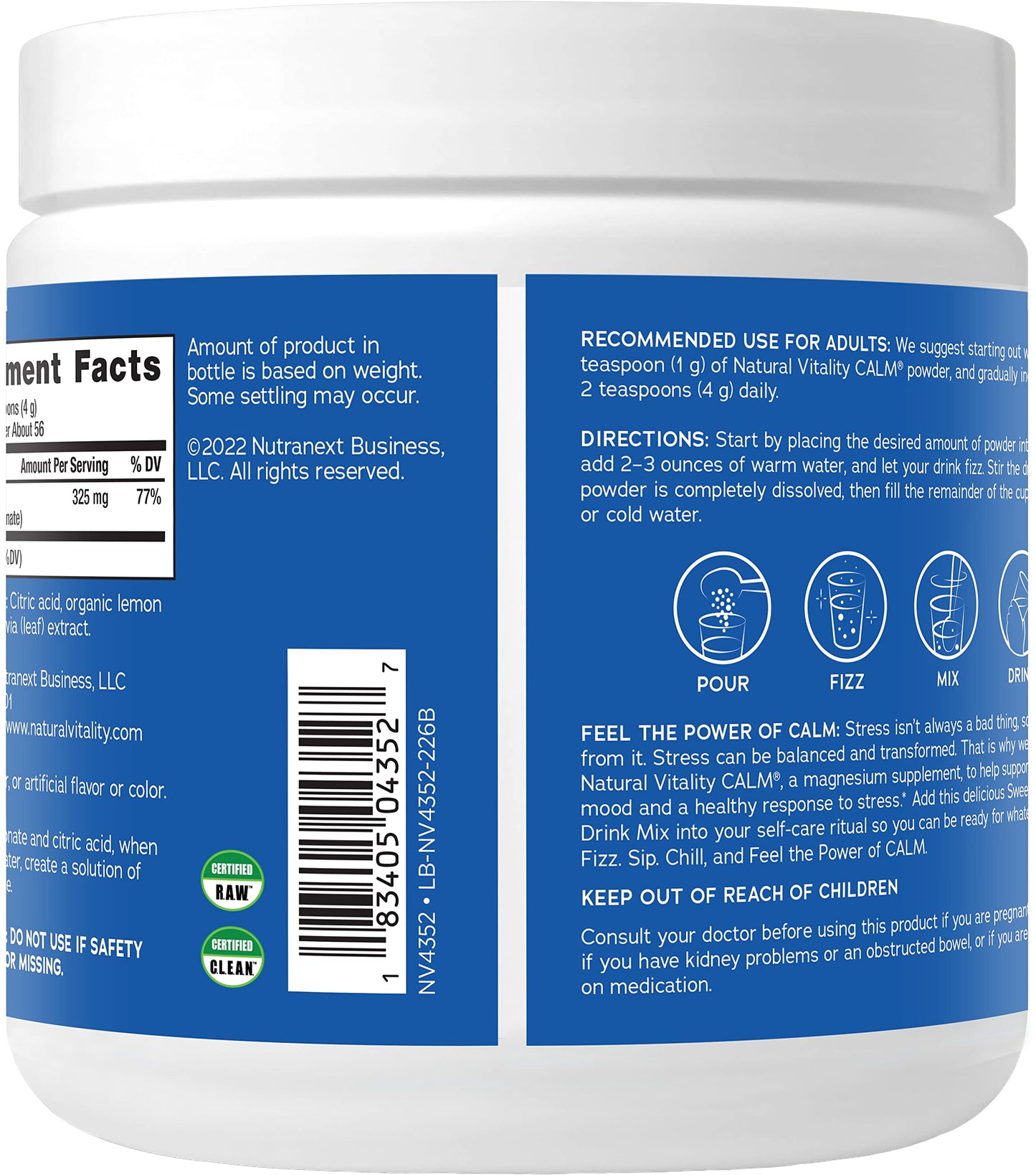 Natural Vitality CALM Magnesium Drink Mix – Lemon, 8 oz | Gluten Free, Vegan, Non-GMO