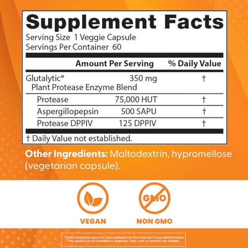 Doctor's Best Gluten Rescue with Glutalytic – Non-GMO, Vegan, 60 Count (Pack of 1)