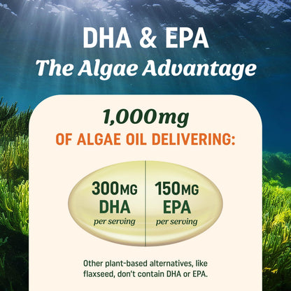 Vegan Omega-3 Algae Oil – Plant-Based DHA EPA | Sustainably Sourced | 60 Softgels