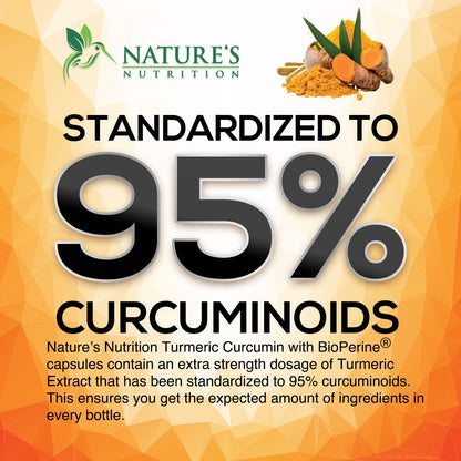 Turmeric Curcumin 2600mg with BioPerine – 95% Curcuminoids | Organic Turmeric, Vegan, Non-GMO | 60 Capsules | Made in USA