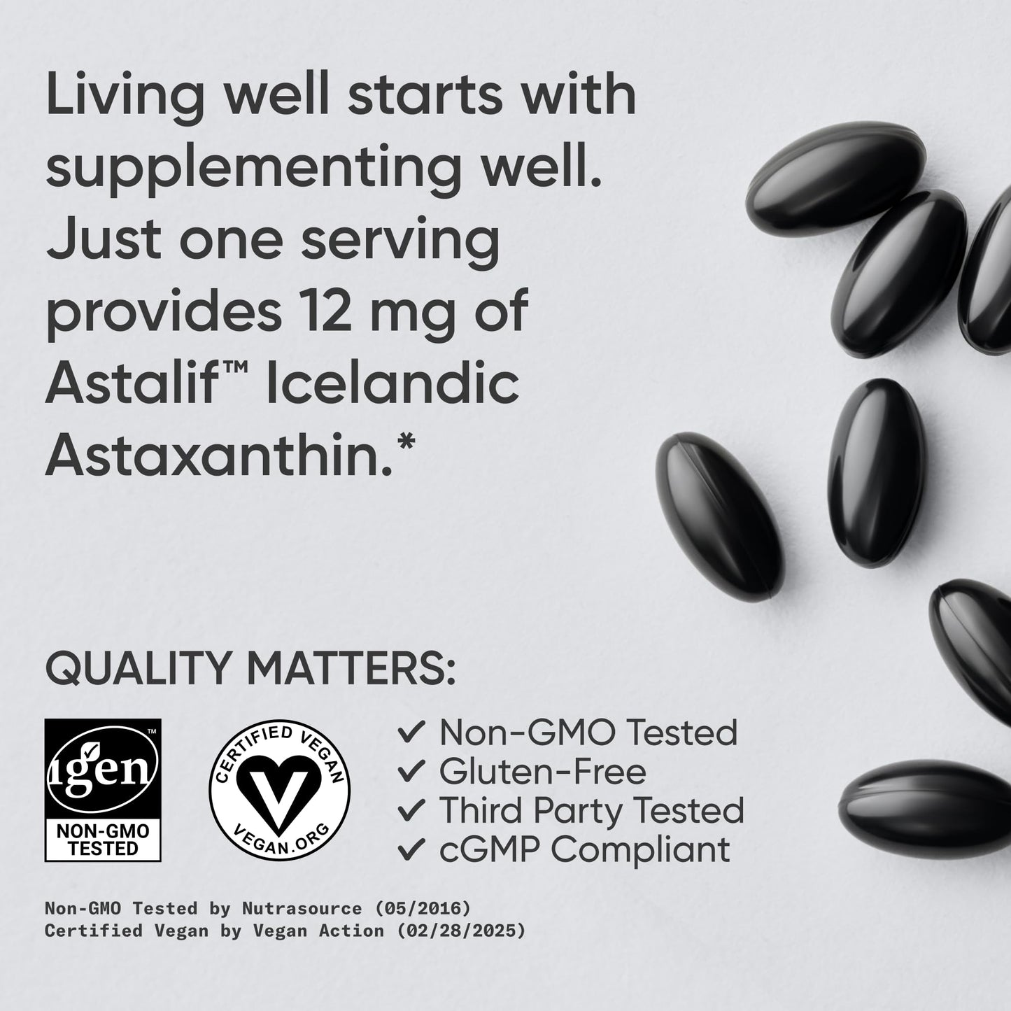Sports Research Triple Strength Vegan Astaxanthin 12mg - Algae-Based, Non-GMO, 60 Softgels