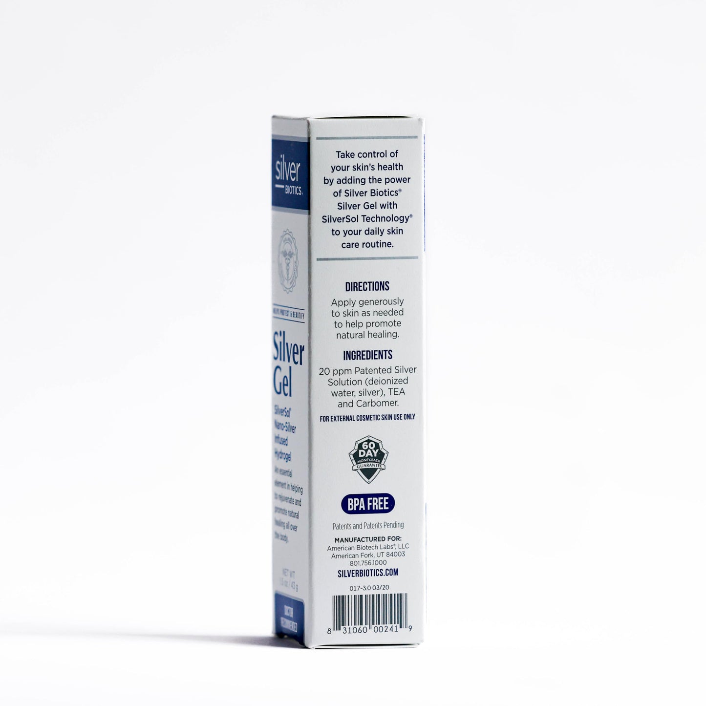 American Biotech Labs Silver Biotics SilverSol 20 PPM Soothing Skin Gel - 1.5 oz