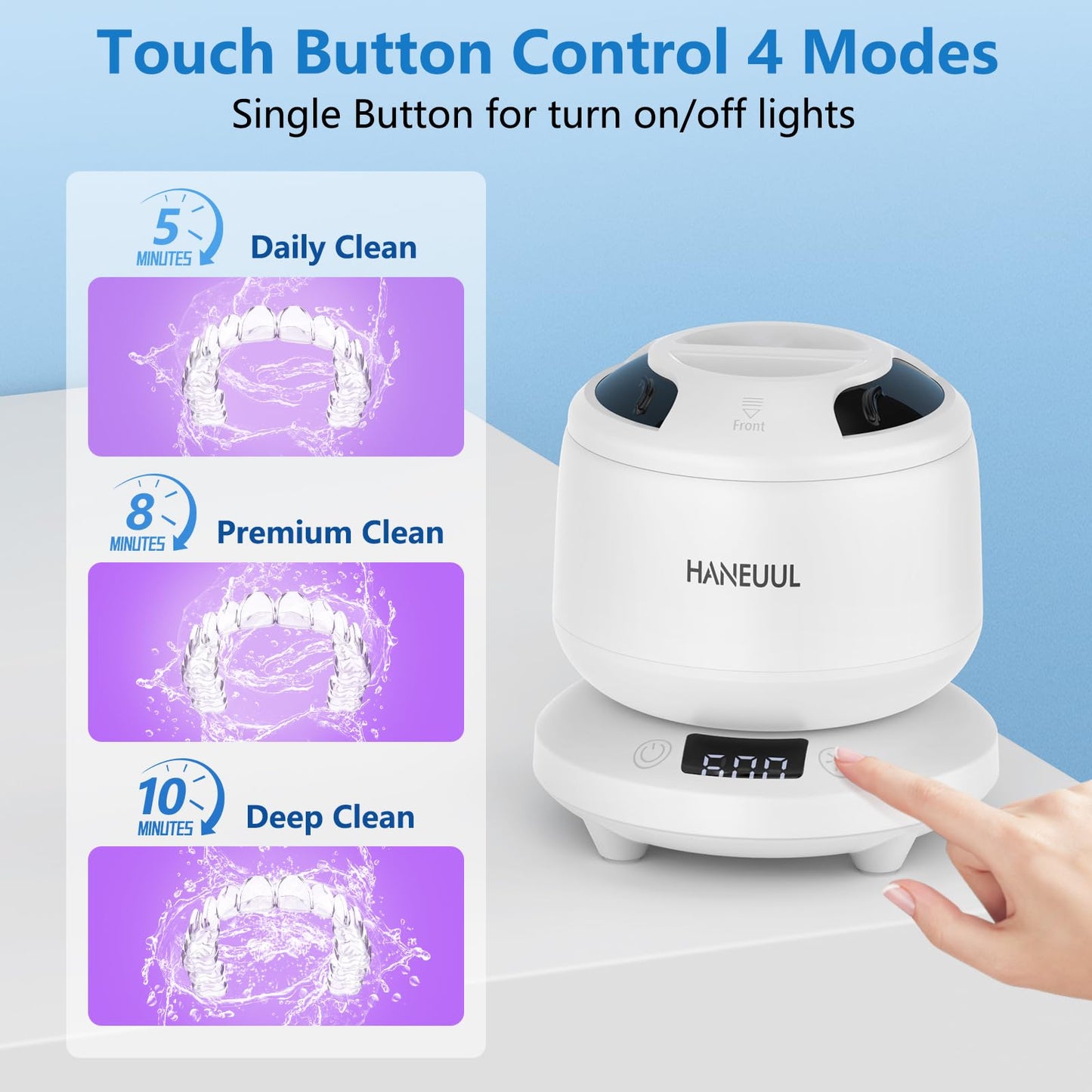2025 Ultrasonic Retainer Cleaner for Dentures & Aligners | Durable Base (White)