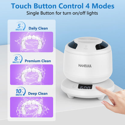 2025 Ultrasonic Retainer Cleaner for Dentures & Aligners | Durable Base (White)
