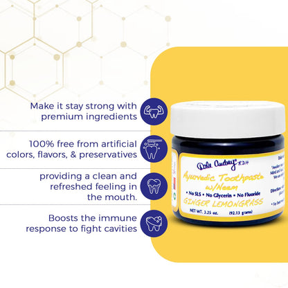 Ayurvedic Mineralizing Toothpaste for Sensitive Teeth | Organic Ginger Lemongrass (3.25 oz)