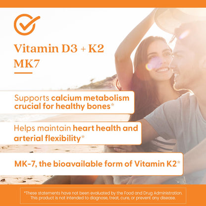 Doctor's Best Vitamin D3 + K2 MK-7 – Supports Bone, Tissue & Arterial Health, 5000 IU, 60 Veggie Caps