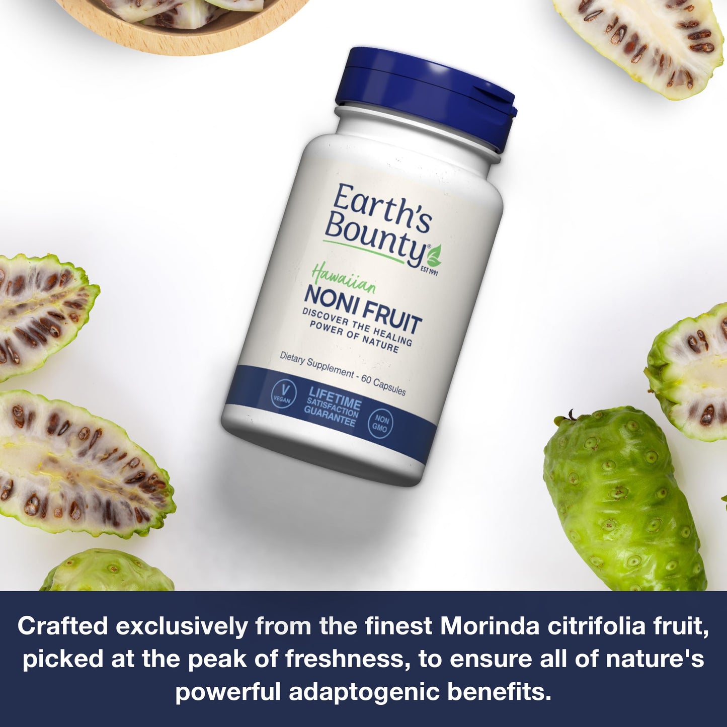Earth's Bounty Hawaiian Noni Capsules | 60 Veggie Caps | Immune & Joint Health