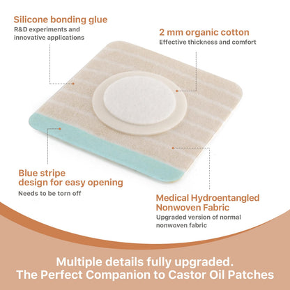 50PCS Silicone Castor Oil Belly Button Patches – Nonwoven Film, Organic Cotton, Disposable Pack