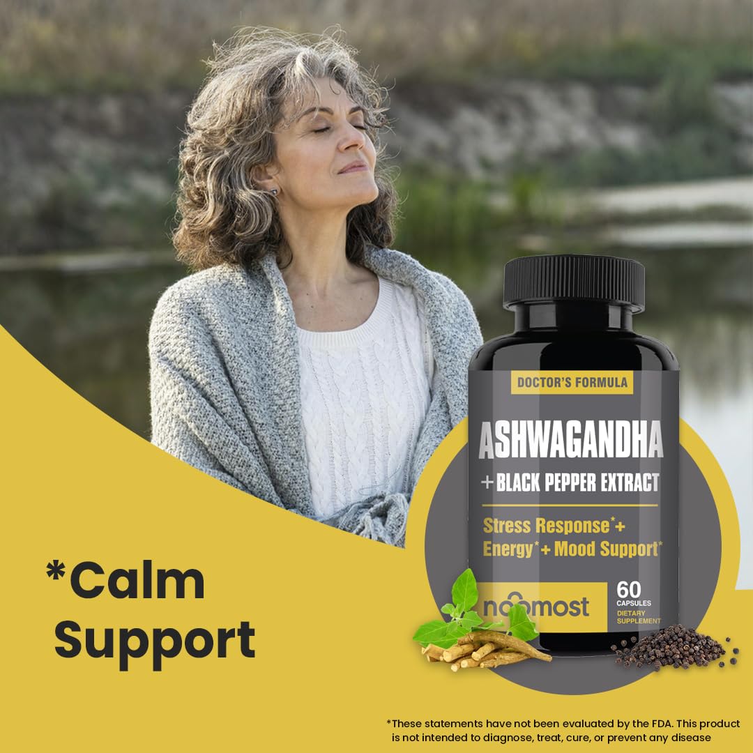 NooMost Ashwagandha Root Extract 15:1 with Black Pepper – 60 Capsules