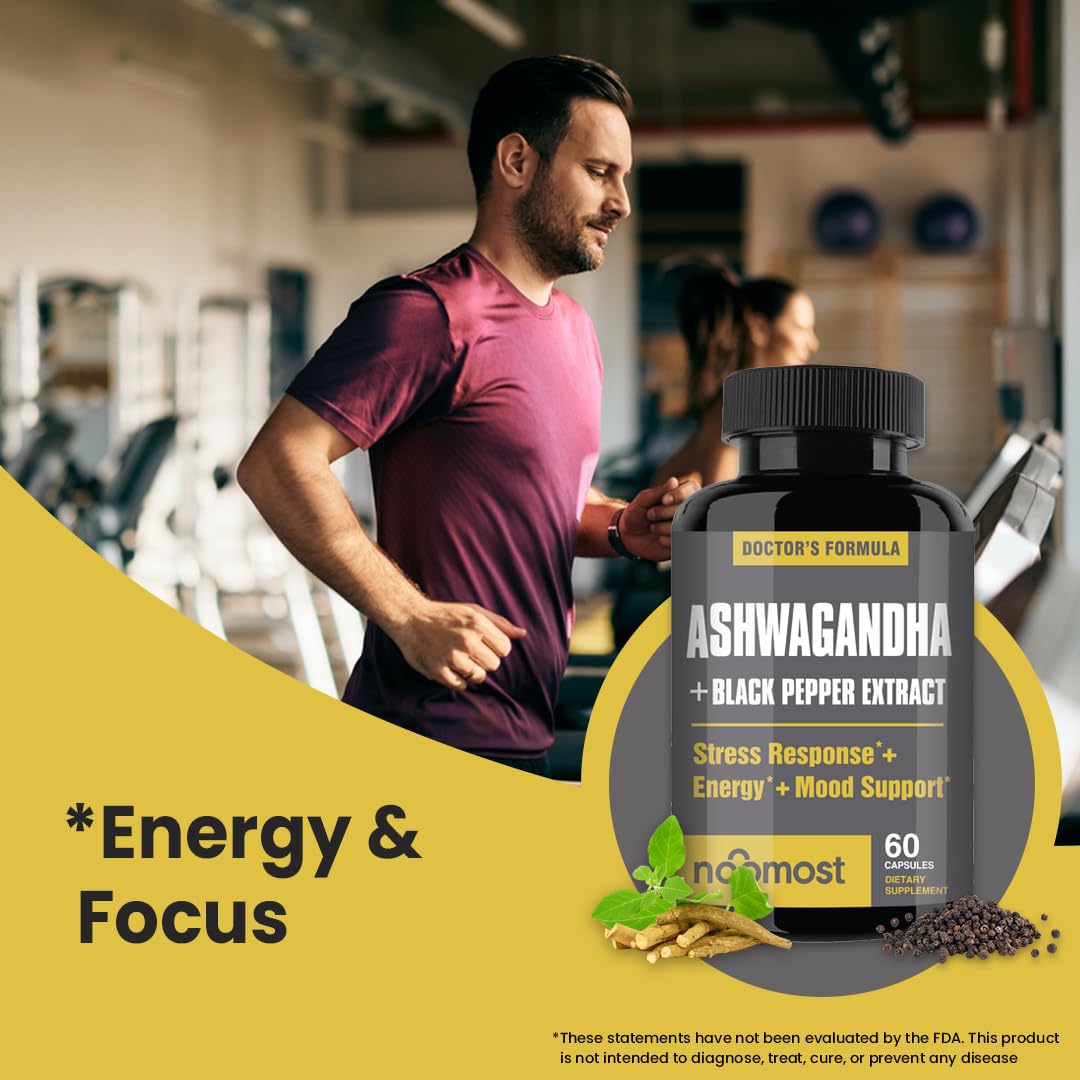 NooMost Ashwagandha Root Extract 15:1 with Black Pepper – 60 Capsules