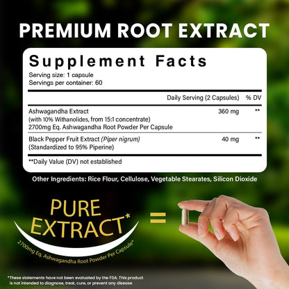 NooMost Ashwagandha Root Extract 15:1 with Black Pepper – 60 Capsules