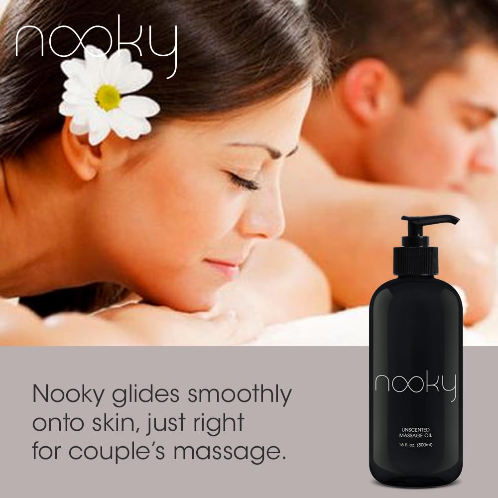 Nooky Massage Oil with Fractionated Coconut Oil – Unscented, 16 oz