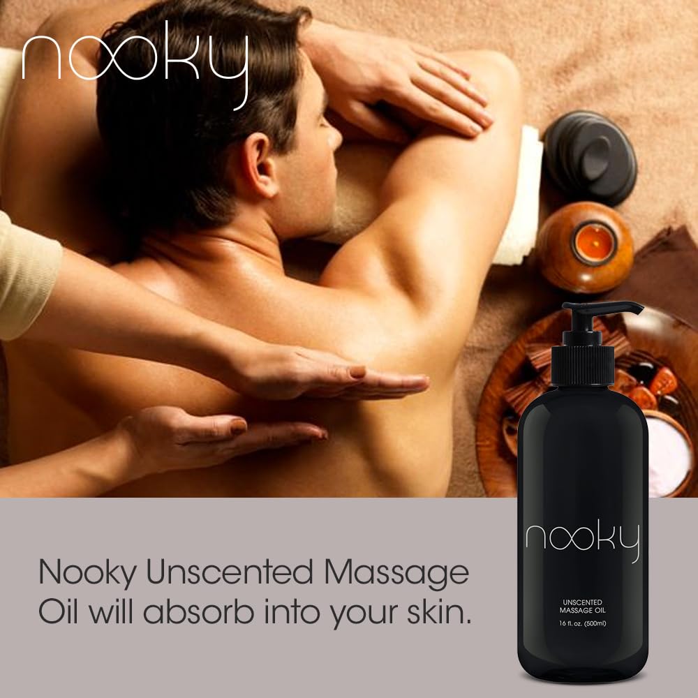 Nooky Massage Oil with Fractionated Coconut Oil – Unscented, 16 oz