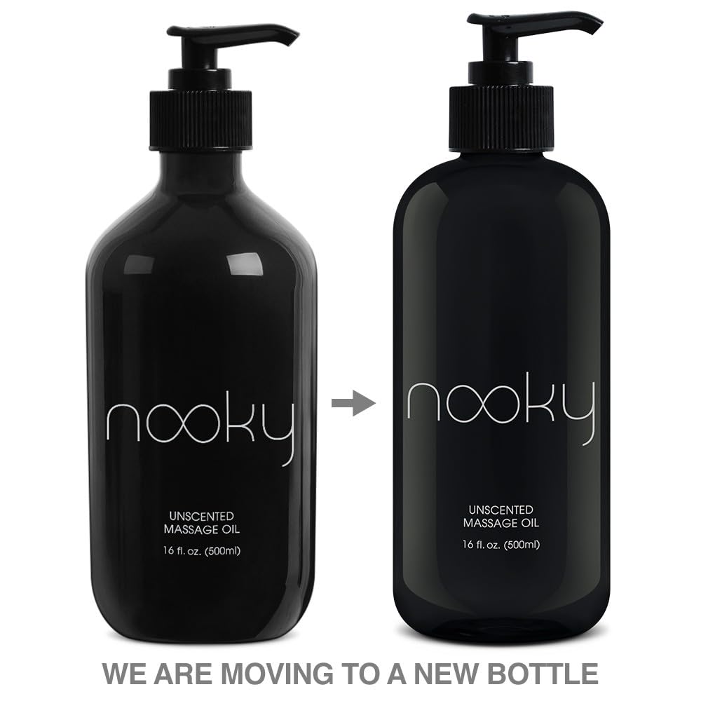 Nooky Massage Oil with Fractionated Coconut Oil – Unscented, 16 oz