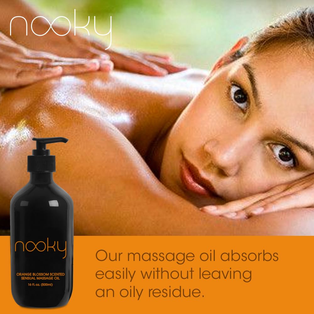 Nooky Orange Blossom Massage Oil with Jojoba & Essential Oils – 16 oz