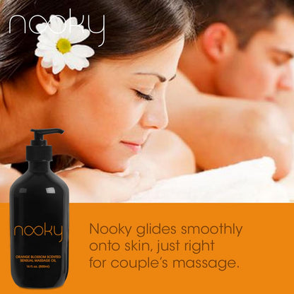 Nooky Orange Blossom Massage Oil with Jojoba & Essential Oils – 16 oz