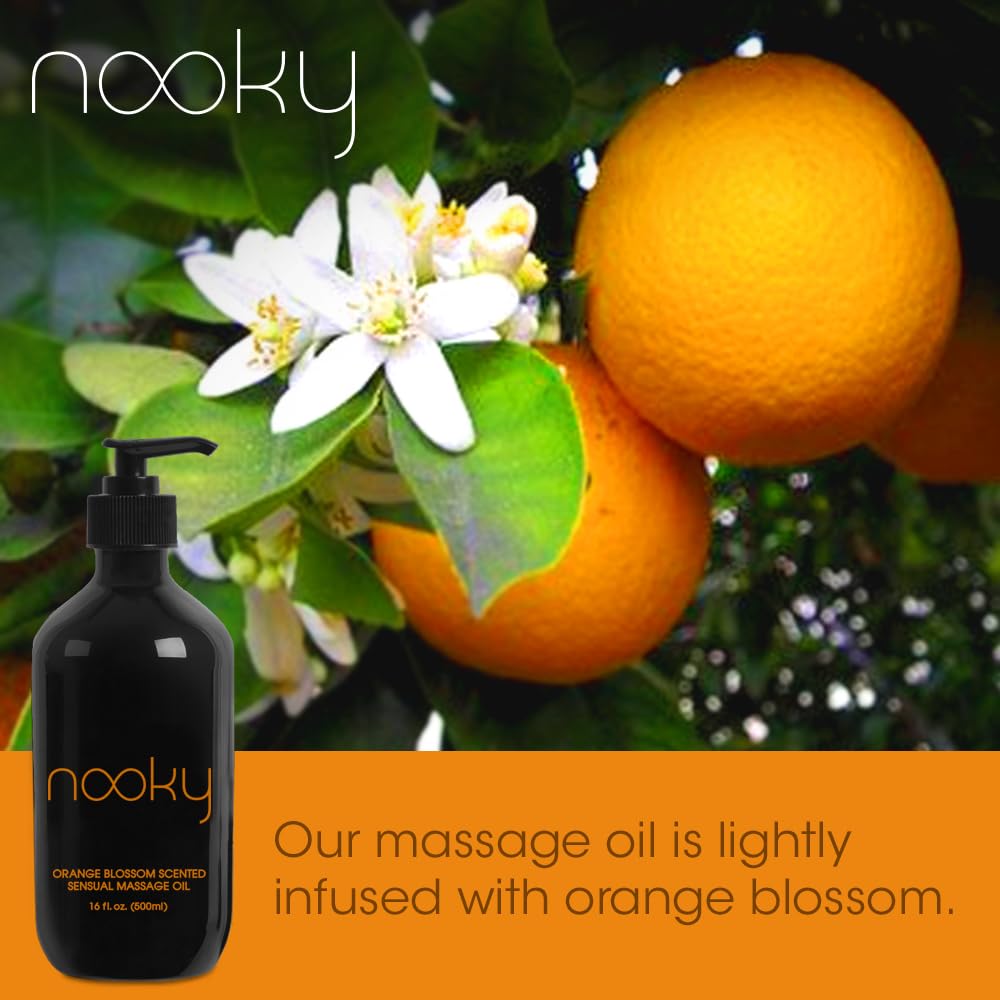 Nooky Orange Blossom Massage Oil with Jojoba & Essential Oils – 16 oz