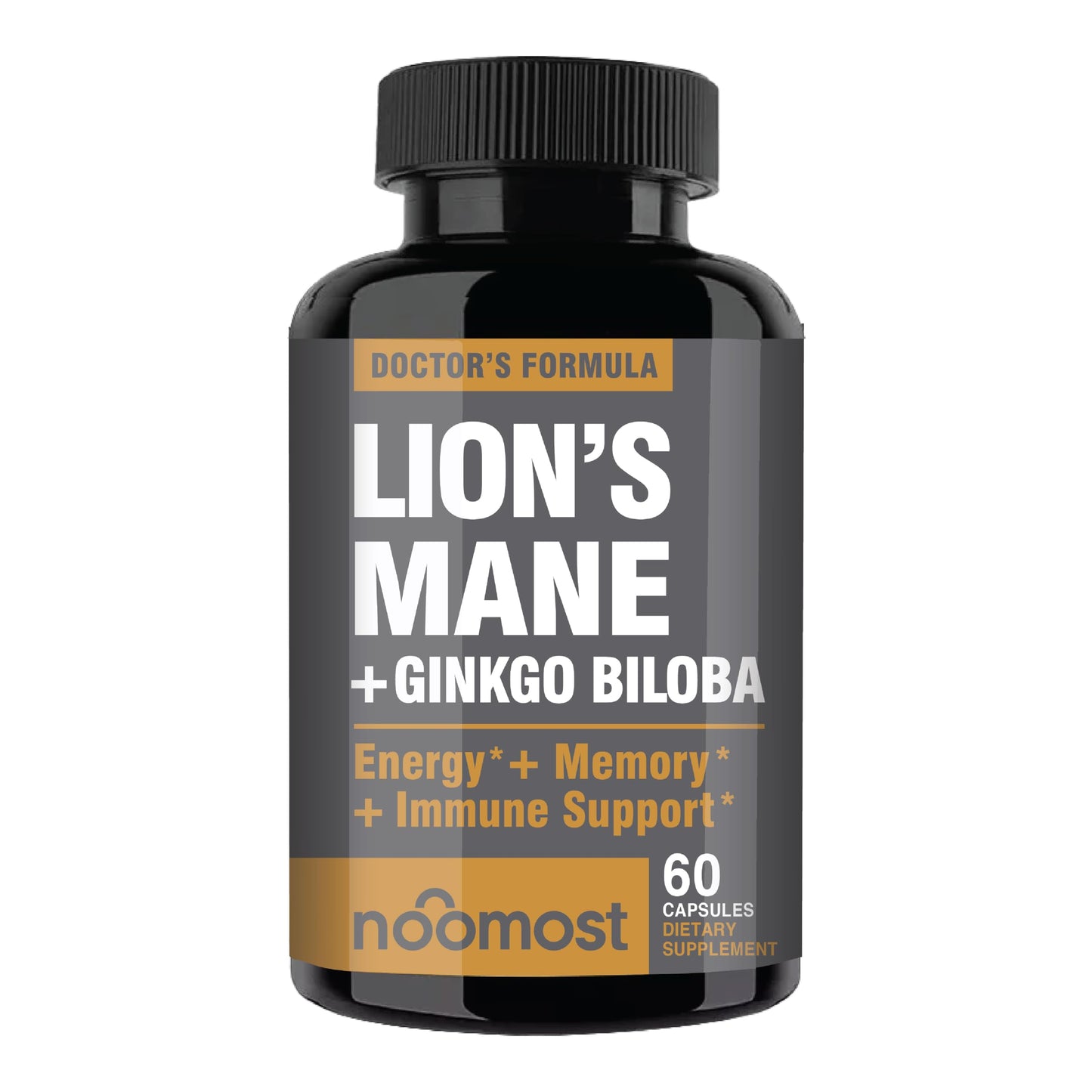 NooMost Lions Mane Organic Capsules with Ginkgo Biloba | Cognitive Health, Focus & Memory | 60 Caps (2 Month Supply)