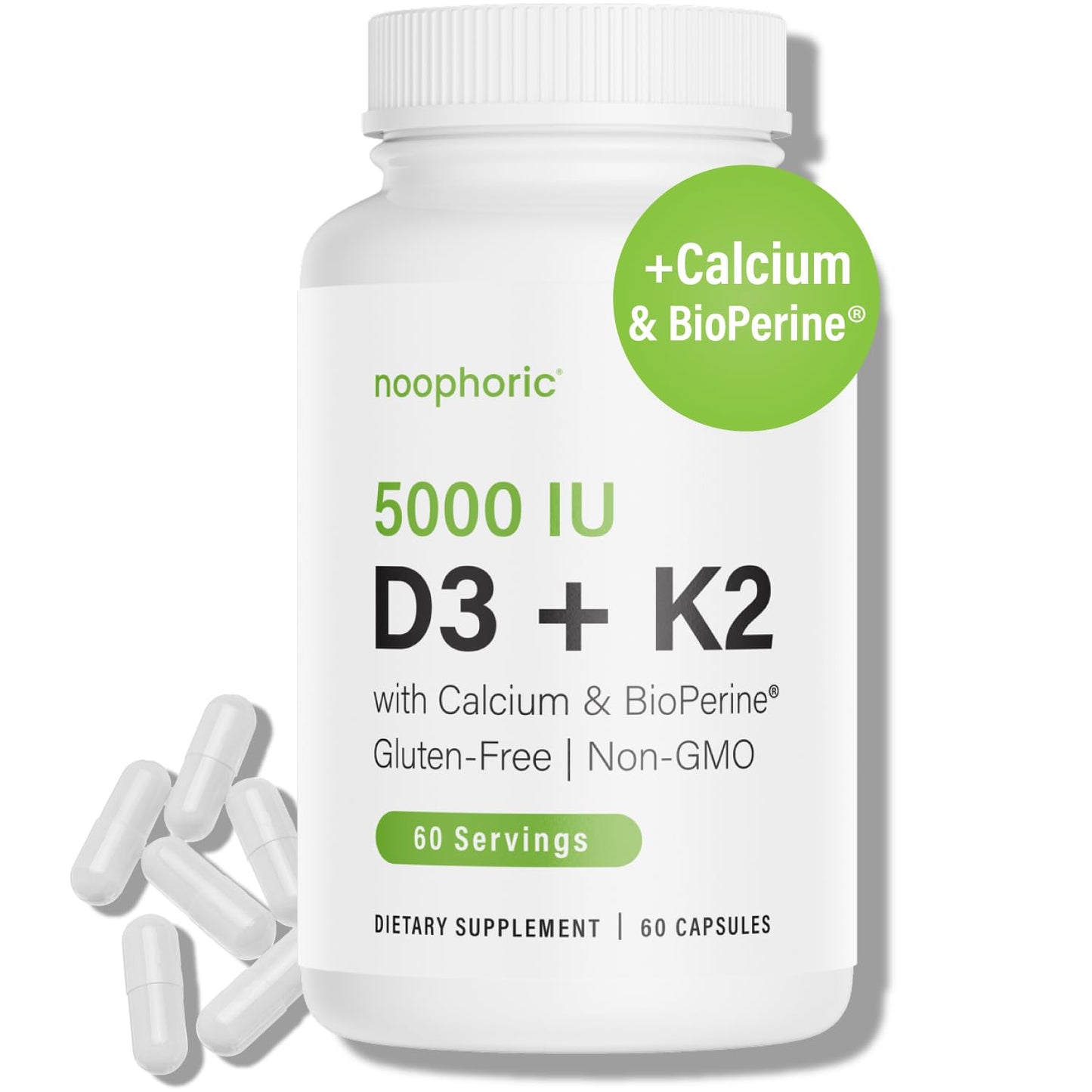 Noophoric D3 K2 5000 IU – D3 & K2 MK-7 for Bone Health