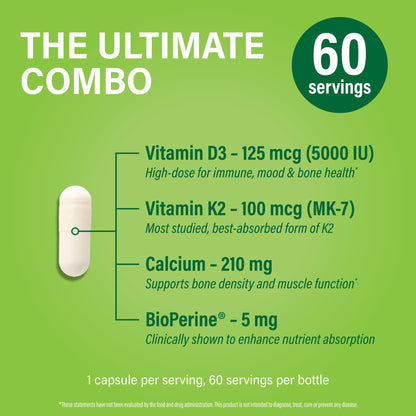 Noophoric D3 K2 5000 IU – D3 & K2 MK-7 for Bone Health